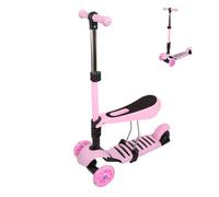 Trotinette Enfant 2-8 Ans 3 en 1 avec siège Amovible Trotteur évolutive Roues Lumineuses sans Pile Pliable (Rose, Modèle Standard)