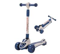 Trotinette Enfant 2-8 Ans évolutive 3 Niveaux de Hauteur avec Roues Lumineuses sans Pile Pliable pour Fille garçon (Bleu (avec Musique))