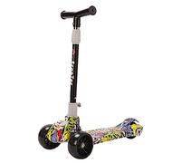 Trotinette Enfant 3 Roues de 2 à 10 Ans, Trottinette Evolutive Pliable,Trottinette Trois Roues avec LED Lumières Clignotantes et Guidon Ajustable,Réglable en Hauteur, Filles et Garçons (Graffiti A)