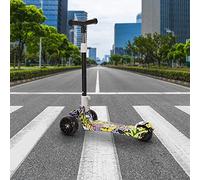 Trotinette Enfant 3 Roues de 2 à 8 Ans Trottinette Trois Roues Réglable, avec Musique et lumières, siège Pliable, Graffitis Street Dance