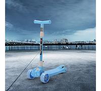 Trotinette Enfant 3 Roues, Trottinette Enfant avec LED Roues Lumineuses et Guidon Ajustable, Réglable Hauteur 70-75-81 cm, Trottinette Evolutive Pliable 2 à 8 Ans Fille et Garçon (Bleu)
