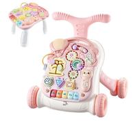 Trotteur 2 en 1 pour S'asseoir et Se Tenir Debout, Plateau de Jeu Amovible, Trotteur Bébé Jouet Éducatif avec Musique et Lumière