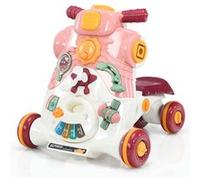 trotteur 3 en 1 pousseur giantex rose avec lumière et musique activités d'éveil, pour bébés 6-36 mois Rose G