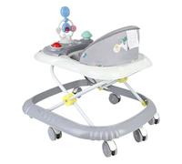 Trotteur Bébé 4-en-1 Gris avec fonction pousseur, Marchette Evolutif Bébé avec Boîte à Musique et Lumières, Coussin de Siège Lavable pour Enfants de 6 à 18 Mois Jusqu'à 12 KG-67 * 72 * 92cm- Gris (B)