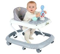 Trotteur Bébé 4-en-1 Gris avec fonction pousseur, Marchette Evolutif Bébé avec Boîte à Musique et Lumières, Coussin de Siège Lavable pour Enfants de 6 à 18 Mois Jusqu'à 12 KG-67 * 72 * 92cm- Gris (B)