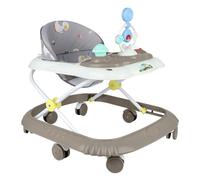 Trotteur Bébé 4-en-1 Gris avec fonction pousseur, Trotteur bébé réglable en hauteur et facilement pliable,avec plateau multi-activités interactive avec musique amovible, -67 * 72 * 92cm-Kaki(B)