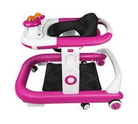 Trotteur Bébé 5 en 1, Pousseur Pliable avec Musique, Hauteur Réglable en 5 Positions,Coussin Amovible,Trotteur Bébé Garçons/filles en bas âge 6-18 Mois-Rouge