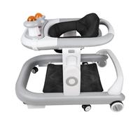 Trotteur Bébé 5 en 1, Pousseur Pliable avec Musique, Hauteur Réglable en 5 Positions,Coussin Amovible,Trotteur Bébé Garçons/filles en bas âge 6-18 Mois-Gris