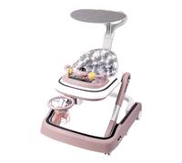 Trotteur Bébé 5en 1, Trotteur pour Bébé avec panier de basket + musique + lumières, Chariot de Marche Bebe avec Centre de Jeux, Baby Walker à Partir de 6 Mois-ROSE