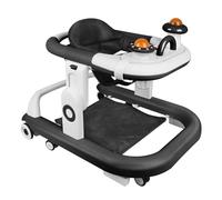 Trotteur Bebe avec ensemble de jeu et tapis de sol,Aide à la marche robuste pliable avec 5 positions réglables,Idéal comme aide à la marche pour les premiers pas de votre enfant (Noir-70 * 56 * 42cm)