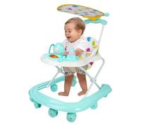 Trotteur Bebe avec ensemble de jeu et tapis de sol,Aide à la marche robuste pliable avec 5 positions réglables,Idéal comme aide à la marche pour les premiers pas de votre enfant (Vert-62*68*36-81cm)