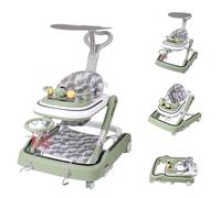 Trotteur Bebe avec ensemble de jeu et tapis de sol,Aide à la marche robuste pliable avec 5 positions réglables,Idéal comme aide à la marche pour les premiers pas de votre enfant (Vert-65 * 58 * 90cm)