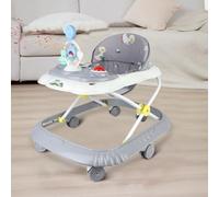 Trotteur Bebe avec ensemble de jeu et tapis de sol,Aide à la marche robuste pliable avec 5 positions réglables,Idéal comme aide à la marche pour les premiers pas de votre enfant (Gris-58 * 55 * 65cm)