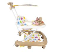 Trotteur Bébé avec fonction pousseur, Marchette Evolutif Bébé avec Boîte à Musique et Lumières, Coussin de Siège Lavable,62 * 68 * 36-81cm, Kaki