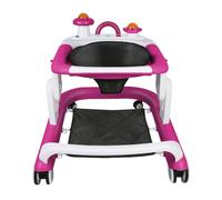Trotteur Bébé avec plateau multi-activités interactive avec musique amovible, Trotteur bébé réglable en hauteur et facilement pliable, jusqu'à 12 kg,70 * 56 * 42cm- Rouge