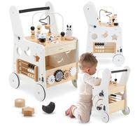 Trotteur Bébé Bois, Table D'activité Poignée Confortable, Roues Antidérapantes