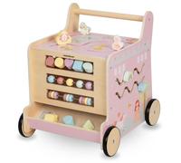 Trotteur bébé en bois avec centre d'activités montessori, trieur, boulier