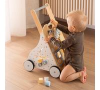 Trotteur bébé en bois avec tableau de manipulation - jouet d'e´veil bébé