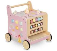 Trotteur Bébé en Bois, Poussoir 2 en 1, Jouet Éducatif Montessori, Trieur, Boulier, blocs avec chiffres, Roues antidérapantes