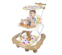 Trotteur Bébé Evolutif avec 5 Hauteur Réglable, Marcheur Bébé Pliable avec Coussin de Siège Confortable, avec Lumières et Mélodies& Verrière rotative à 360 degrés,62 * 68 * 36-81cm - kaki