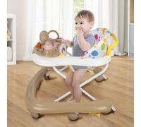 Trotteur bébé garçon avec fonction pousseur, Marchette Evolutif Bébé avec Boîte à Musique et Lumières, Coussin de Siège Lavable pour Enfants de 6 à 18 Mois-62 * 68 * 36-81cm, Kaki