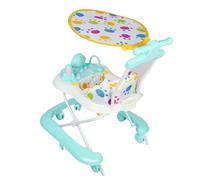 Trotteur Bébé Garçon Evolutif,Trotteur Marche Bebe Pliable,trotteur bebe,Musique,réglage à 5 vitesses,rotation à 360 degrés,Assiette à dîner amovible,VERT