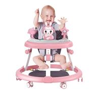 Trotteur Bébé Garçon Fille 6-18 Mois, Trotteur Bébé Pliable avec Roues Silencieuses, 7 Hauteur Réglable, Plateau d'Activités Musical Amovible, Trotteur Marche, Apprentissage de la Marche (Rose)