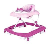Trotteur bébé pliable avec plateau d'activités - Hauteur réglable 3 positions + Roues pivotantes + Siège lavable + Lumières et sons - Sécurité renforcée avec freins - Rose Girafe Asalvo