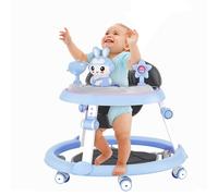 Trotteur bébé pliable avec roues silencieuses et système anti-basculement, 7 hauteurs réglables, plateau d’activités amovible, 6-18 mois