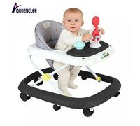 Trotteur bébé pliable et réglable en hauteur, QUIIENCLEE, avec plateau-repas et plateau musical, 58×55×65cm, noir