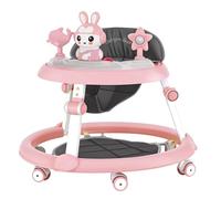 Trotteur Bébé, Trotteur Marche Bébé Pliable, Réglable en Hauteur, Anti-renversemen avec Roues Silencieuses à 360°, Plateau Repas et Plateau d'activités Musical Amovible, 6 Mois et plus (Rose)