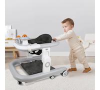 Trotteur Classic 5-en-1 pour bébé, musique, Marchette pour bébé, réglage de la hauteur à 3 vitesses, pliable,roue anti-chute,Trotteur Bébé Garçons/filles en bas âge 6-18 Mois-Rouge,Gris