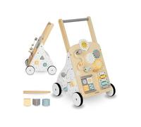 Trotteur bébé en bois avec tableau de manipulation - jouet d'e´veil bébé