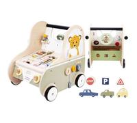 Trotteur en Bois Multi-activités Bébé - Voiture à Pousser avec Activités d'éveil et Volant - Dès 12 Mois