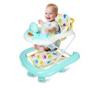 Trotteur Marche Bebe Pliable avec 3 Hauteur Réglable, Siège et Plateau Amovible, Garçon Fille Evolutif 3 en 1, Centre d'Activités pour Tout-petits 6+ Mois,62 * 68 * 36-81cm- Vert