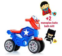 Trotteur Moto pour Bébé - MOLTO - Ma première moto Molto Cross Star - Bleu - 4 roues - Sac à dos Batman inclus