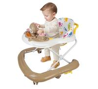 Trotteur Pliable pour Bébé, Réglable en Hauteur Sur 5 Positions, avec Siège Confortable, Mode Musique, Pare-soleil Amovible, Convient Aux 6-36 Mois (68x62x81cm Brun)