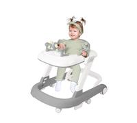 Trotteur pour bébé, Déambulateur, Hauteur Réglable, avec Plateau Repas, Piano Musical Lumineux, Jouets Rotatifs, 2-en-1 Trotteur et Scooter (68x53x50cm Gris)