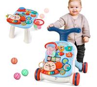 Trotteur pour bébé,Trotteur parlant 2 en 1 ,Trotteur Bébé Chariot de Marche, 6 à 36 mois,Plateau de jeu amovible，bleu