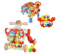 COIL Chariot De Marche Bébé 5-en-1 Aide À La Marche, Trotteur Bébé Jouet Éducatif Avec Musique Et Lumière, Hauteur Réglable - Aide À La Marche Bébé - Apprendre À Marcher Bébé Couleur Rose