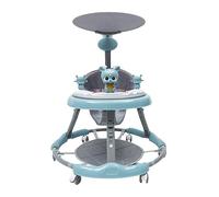 Trotteur réglable pour bébé avec parasol et roue en PVC silencieuse, déambulateur universel, déambulateur pour bébé anti-retournement, pour filles et garçons de 6 à 18 mois (bleu)