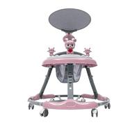 Trotteur réglable pour bébé avec parasol et roue en PVC silencieuse, déambulateur universel, déambulateur pour bébé anti-retournement, pour filles et garçons de 6 à 18 mois (rose)