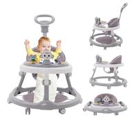 Trotteur Trotteur Anti-basculement Trotteur en plastique Trotteur d'apprentissage Montessori Trotteur d'apprentissage musical Jouet d'extérieur 4 en 1 Trotteur Aide à la marche debout Fille Gris