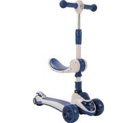 trottinette 3 en 1 pour enfants, avec siège, grandes roues LED, guidon réglable en hauteur, 2 ans et plus, avec musique (bleu)