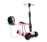 Trottinette 3 en 1 YOLEO - Rose - Siège amovible - 2 à 8 ans - 3 roues lumineuses