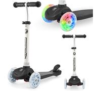 Trottinette 3 Roues Enfant +3 Ans 50kg Max, Trottinette D'équilibre, Socle Antidérapant, Frein, Hauteur Réglable 55- 70 Cm Roues Lumineuses Led Blanc