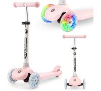 HyperMotion TRINGO Trottinette Enfant 3 Roues LED - Guidon Réglable 55-70 cm, Plateau Antidérapant - pour Filles et Garçons 3-8 Ans, Charge Max 50 kg - Rose