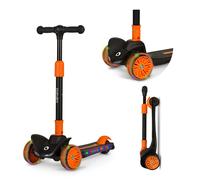 LIONELO Timmy Trottinette d'équilibre pour Enfants de 3 Ans jusqu'à 50 kg, Trottinette Enfant 3 Roues à Hauteur Réglable, Plate-Forme Antidérapante, Frein, Roues et Plate-Forme LED (Orange)