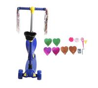 Trottinette à 3 roues avec selle, lumière et musique, réglable en hauteur, pour enfants de 2 à 9 ans, pneus PU de 5 cm de large, cadre en alliage d'aluminium avec pliable