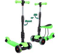 Trottinette à 3 roues YOLEO - Pour enfants de 2 à 8 ans - Siège réglable - Roues LED colorées